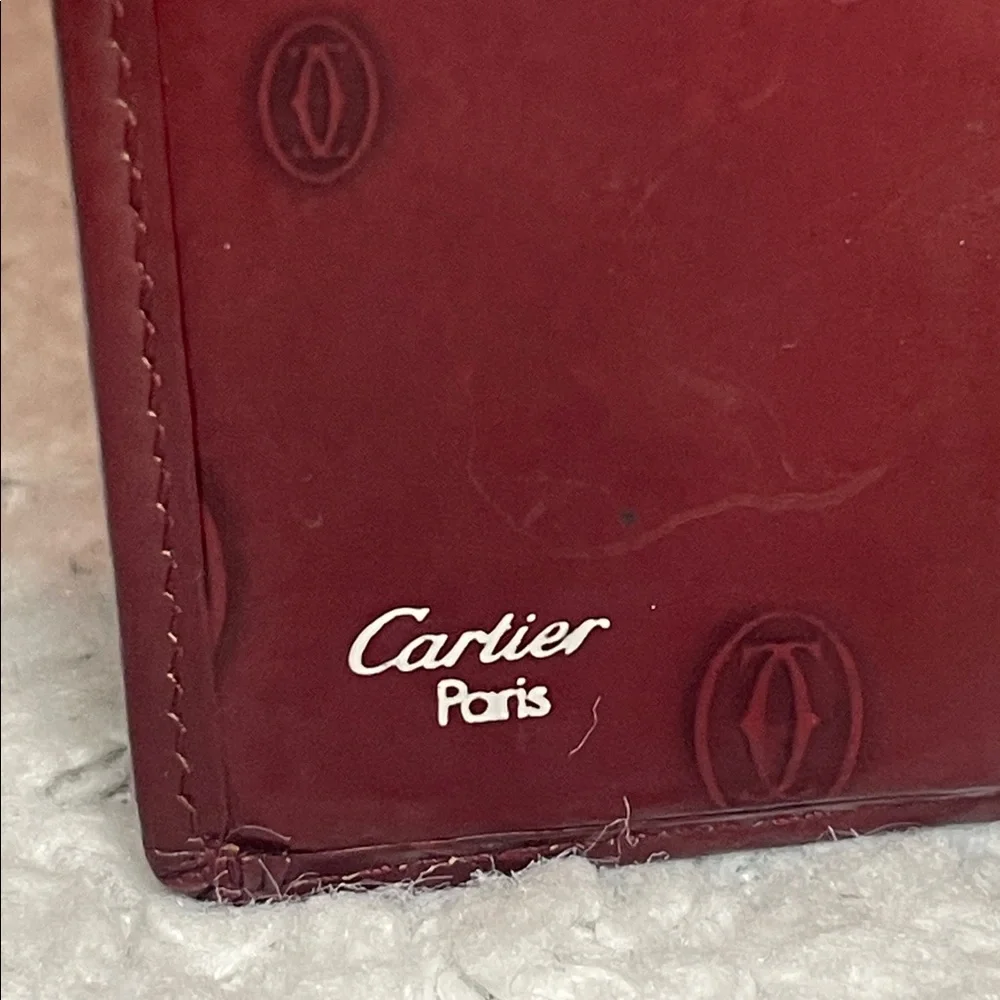 Cartier Vintage Limited Edition Happy Birthday Monogram Bordeaux Bi-fold Wallet